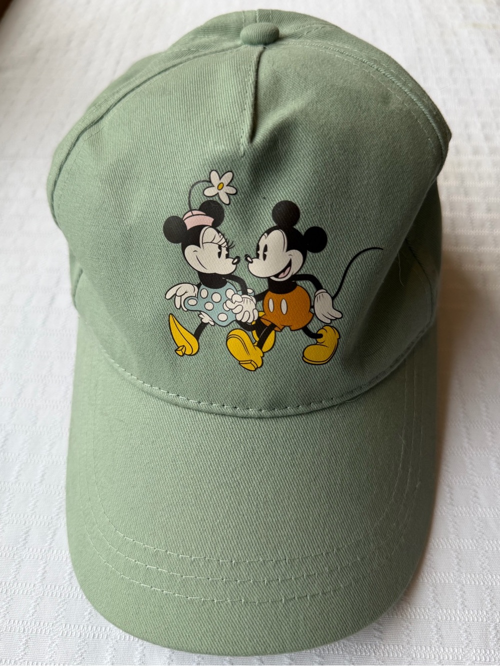 Disney Mint Green Mickey & Minnie Graphic Baseball Cap Adjustable